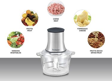 Кухонний комбайн Beper P102ROB001 зі скляною чашею, сірий/чорний