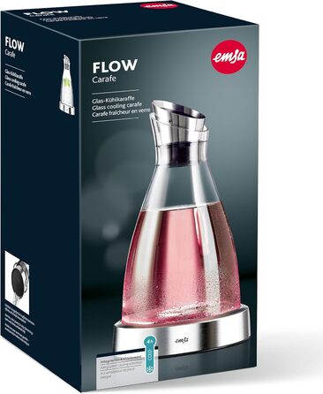 Емса Flow - термоджезва з нержавіючої сталі та скла, 1 л, 14x14x30 см | Зберігає холод до 4 годин | Емса