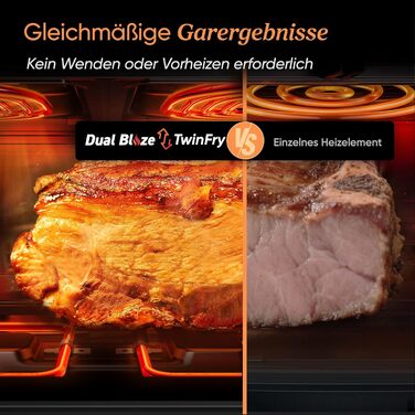 Фритюрниця COSORI з 2 камерами Dual Blaze TwinFry 10L, з 4 нагрівальними елементами, чорний/сріблястий