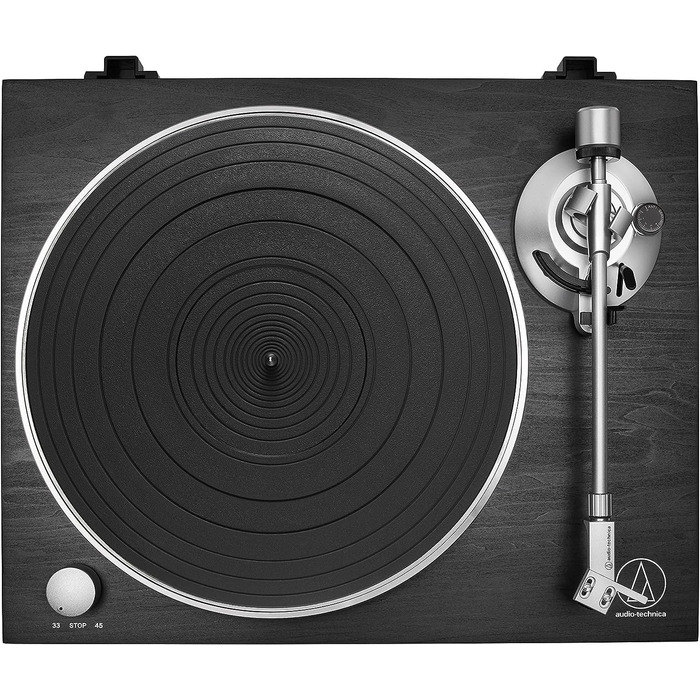 Програвач вінілу Audio-Technica AT-LPW30 з ремінним приводом, дерев'яний корпус, чорний колір