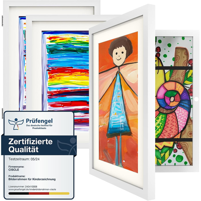 Рамка для дитячих малюнків Ciscle, A3, для творчості та робіт, з фронтальним відкриванням, 1 шт. (біла)