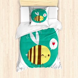 Комплект підковдр Queen Bee, Підморгуючий джміль, Захист від кліщів Підходить для алергіків з наволочками, 135 см x 200 см - 80 x 80 см, Різнокольоровий 135 см x 200 см - 80 x 80 см Різнокольоровий