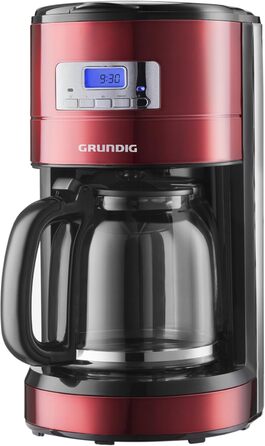 Кавоварка Grundig KM 6330 Red Sense (1,8 л, цифровий годинник, програмований час запуску) металік червоний, 12 чашок 12 чашок одинарна