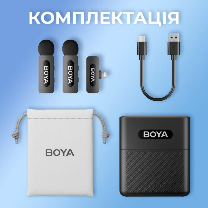 Бездротовий петличний мікрофон BOYA BY-V3 Lightning Black
