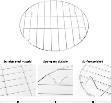 Решітка для гриля BESTONZON з нержавіючої сталі кругла решітка для випічки решітка для випічки охолоджуюча решітка для смаження печива копчення тортів гриль для охолодження 25 см