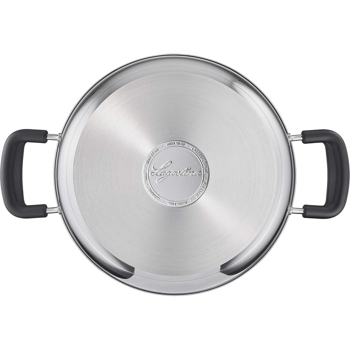 Каструля для супу Lagostina Pratica з 2 ручками, сіра, 22 см, нержавіюча сталь (індукційна)