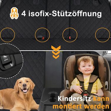 Заднє сидіння Angooni Car Dog Blanket - ковдра для собак Заднє сидіння автомобіля з Isofix для дитячого крісла - водонепроникне, нековзне, стійке до подряпин автомобіль Dog Guard Заднє сидіння - заднє сидіння Dog Guard Universal