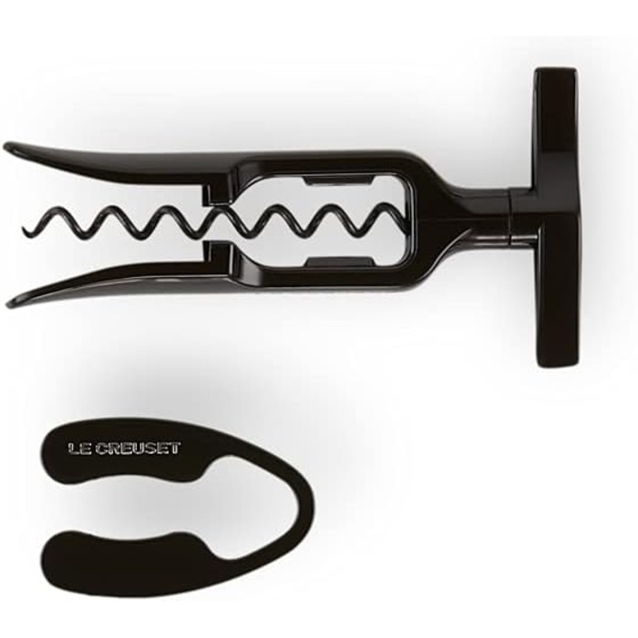 Набір Le Creuset GS100: відкривач пляшок з різаком для кришок, чорний, блискучий пластик