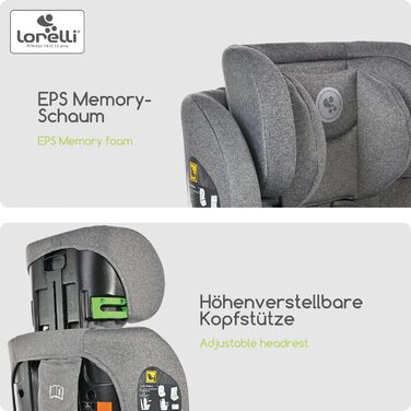 Автокрісло Lorelli Adventure i-Size 9-36кг, сіре - з регульованою підголівником та 5-точковим ременем безпеки