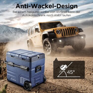 Автомобільний компресорний холодильник AAOBOSI 45L з Wi-Fi, USB-зарядкою, LED-підсвіткою, 12/24V/220V. Для авто, кемпінгу, подорожей (синій)