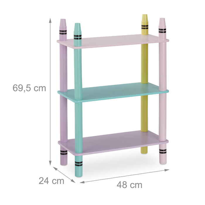 Relaxdays Барвиста дитяча полиця з 3 полицями