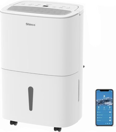 SHINCO 30L Електричний Зволожувач Повітря з Wi-Fi, для 105 м³, Автоматичний перезапуск, Таймер 24h, Фільтр Активне Вугілля, Безперервний Відлив SDZ1-30D