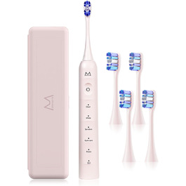 Електрична зубна щітка для дорослих B10PRO-Rosa, 5 режимів, 48000 VPM, IPX8, акумулятор 180 днів, таймер, 4 насадки, чохол