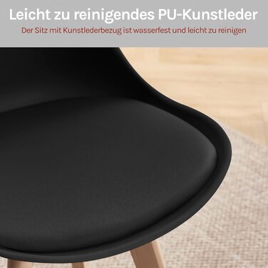 Крісла для їдальні WOLTU, набір з 2 шт., чорні, з масиву дерева та штучної шкіри, до 100 кг, для кухні та їдальні