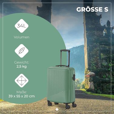 Набір валіз Travelite Bali 3 шт. (L/M/S) з ABS-пластику, зелений: міцні та легкі, з TSA замком