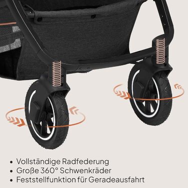 Комплект Lionelo Amber 3-в-1: коляска, ванночка для новонароджених, автокрісло i-Size, чорний