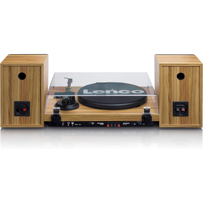 Програвач вінілу Lenco LS-500 Hi-Fi з Bluetooth, зовнішні колонки 2x30 Вт, ремінний привід, автозупинка, вбудований передпідсилювач, корпус із МДФ, дуб