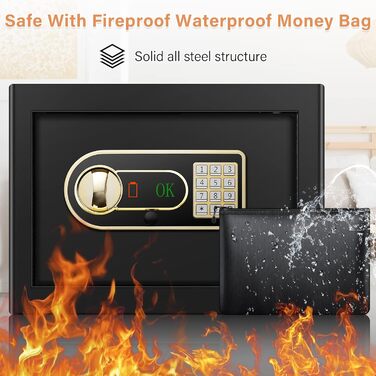 Пожежостійкий сейф Safe Tresor 25L з висувним ящиком та відділенням для батарей, для грошей, ювелірних виробів, документів