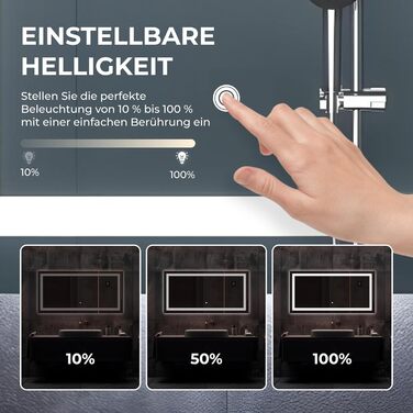 Дзеркало для ванної кімнати BR Bringer LED з підсвічуванням 60x80 см, антизапарник, диммування, 3 кольори світла, сенсорне управління, модель BRS102