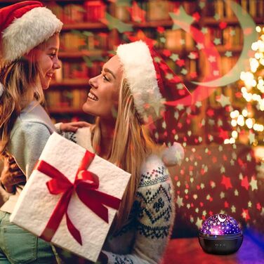 Дитячий нічник-проектор зірок MOKOQI: 2-в-1 проектор місяця, зірок та морських тварин, подарунок для хлопчиків та дівчаток 3-8 років, чорний