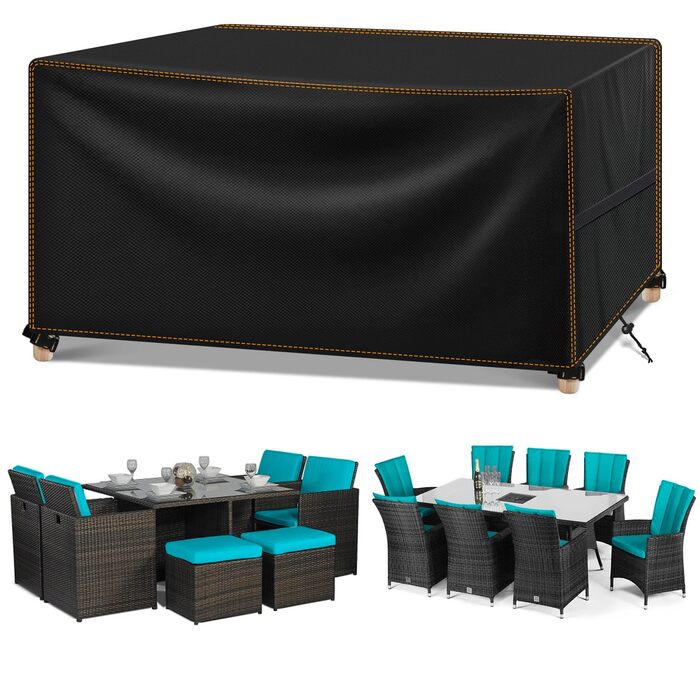 Водонепроникний чохол для садово-патіо меблів 420D Oxford, 190x140x90 см, чорний