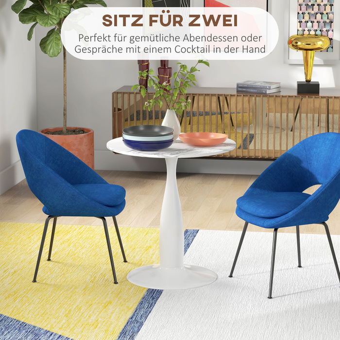 Круглий обідній стіл, сталевий каркас з порошковим покриттям, стільниця МДФ з меламіном, неслизькі ніжки, діаметр 70 см, білий