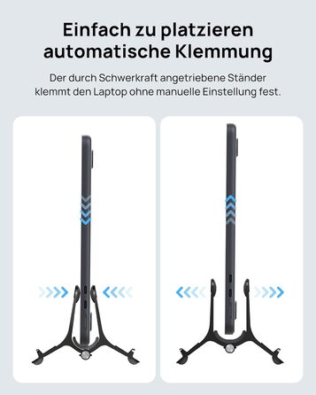 Підставка для ноутбука SODI вертикальна, автоматична, алюмінієва, чорна. Захист для MacBook Pro/Air, ноутбуків, планшетів, телефонів
