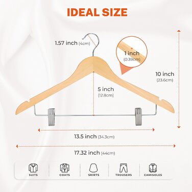Дерев'яні вішалки для одягу HOUSE DAY з кліпсами (24 шт.): штани, костюми, сукні, жакети, плащі