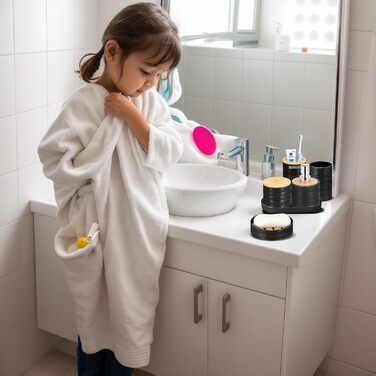 Набір аксесуарів для ванної кімнати IMAVO, 9 предметів, чорний: миска для мила, диспенсер для мила, тримач для зубних щіток, стакан для зубних щіток, тримач для туалетного йоржика, диспенсер для ватних паличок