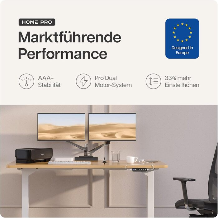 Регульований стіл Desktronic з підйомним механізмом - електричний, з сенсорним керуванням, білий. Висока вантажопідйомність.