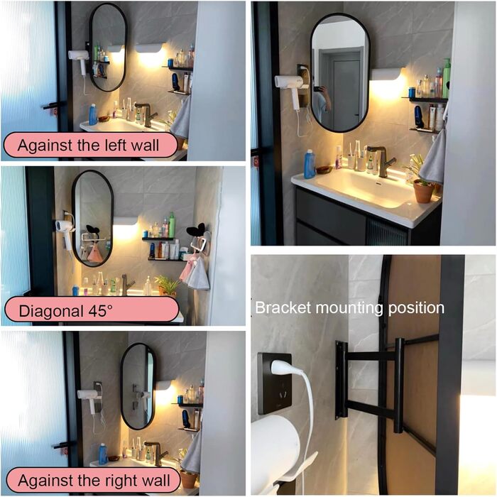 Дзеркало для ванної кімнати Eckspiegel, поворотне, овальне, з металевим каркасом, HD, захищене від вибухів, розміри 30x50 см, 35x60 см, 40x80 см, 50x80 см, колір чорний