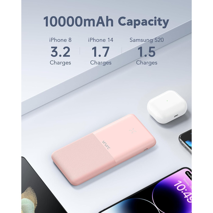 Комплект з 2 шт. , USB C, 2 USB, 2.4A, для смартфонів, iPhone, Samsung, Huawei, 10000mAh