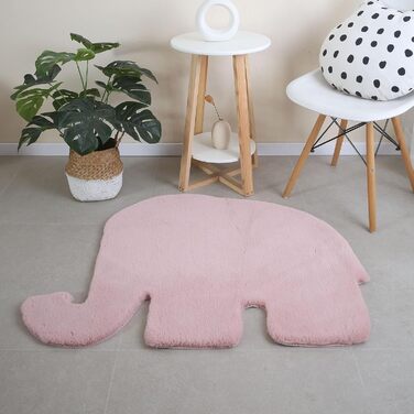 Дитячий килим Elephant Design Маленький килимок зі штучного хутра - Волохатий пухнастий килимок для дівчинки та хлопчика в дитячому садку Екстра м'який килимок, який можна прати - Килимок для дитячої кімнати (80x100 см, рожевий)