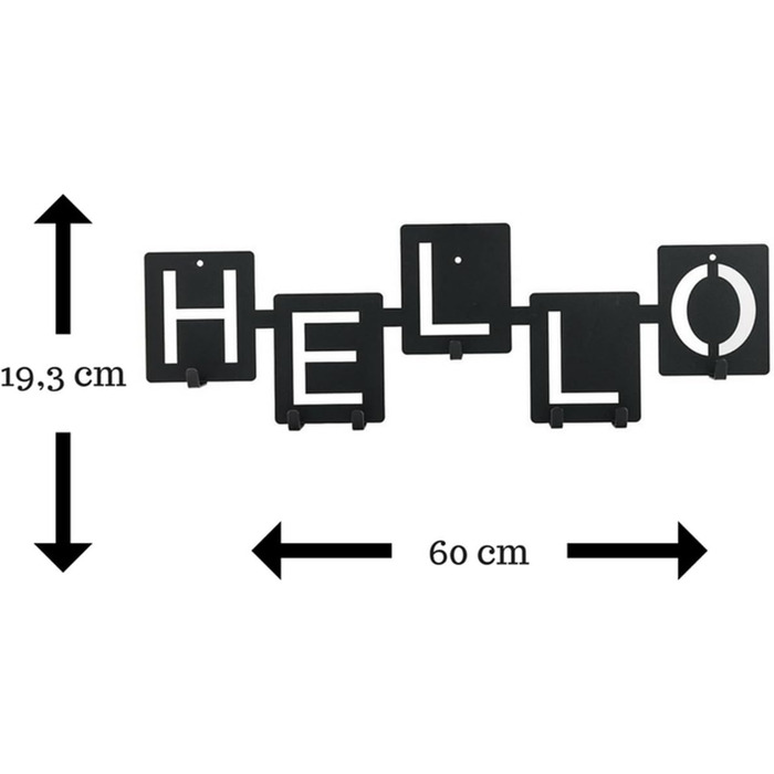 Вішалка для одягу Hello Black 60 см ширина XXL 7 гачків вішалка для ключів міжкімнатні двері сучасні вішалки для одягу на гвинтах з нержавіючої сталі настінна вішалка для одягу