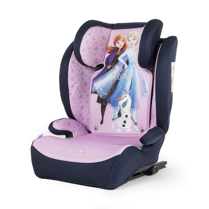 Автокрісло Disney Frozen з ISOFIX для дівчаток 100-150 см з Ельзою, Анною та Олафом на фіолетовому