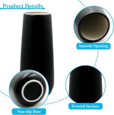 Керамічна ваза чорна 28 см, матова поверхня, для квітів, декор інтер'єру, ваза для сухоцвітів, бохо стиль