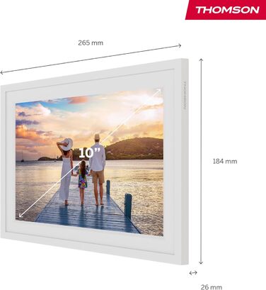 Фоторама Thomson Fotorahmen 10 дюймів: IPS FHD, сенсорний екран, 32 ГБ, Wi-Fi, для iOS/Android (біла)