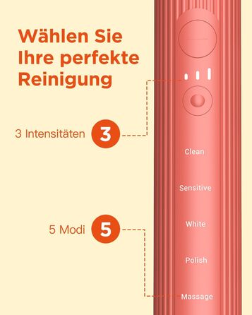 Електрична зубна щітка звукового типу для дорослих та дітей Rosenrot, 5 режимів, 3 інтенсивності, таймер, 8 насадок, етитуй