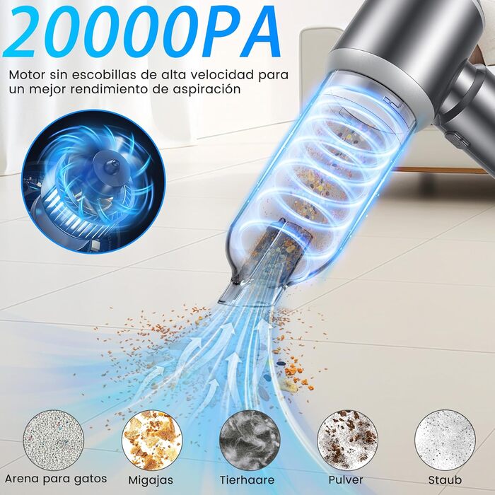Акумуляторний ручний пилосос для автомобіля та дому, бездротовий портативний міні-пилосос 25000Па для прибирання шерсті тварин, офісу та кухні