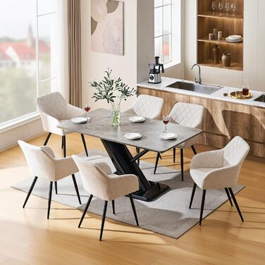 Крісла для їдальні CLIPOP, комплект. М'які крісла з оксамитовим покриттям для вітальні, кухні, їдальні. З металевими ніжками та підлокітниками. Оксамит, зелений колір.