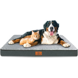 Ортопедичне ліжко для собак Gzvxuny для великих собак, водонепроникна подушка для собак зі знімним чохлом, що миється, і пінопластом у формі яйця, дихаючий килимок для собак, Матрац для собак, Сірий XL (104x74x10 см)