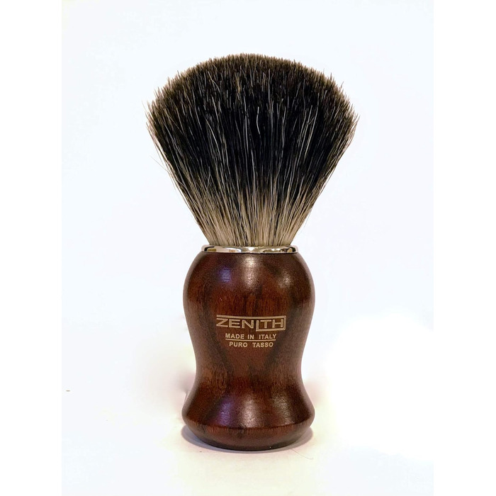 Щітка для гоління Zenith Barber зі 100 справжньою шерстю борсука - Dark Badger - Дерев'яна ручка Kotibe - Зроблено в Італії