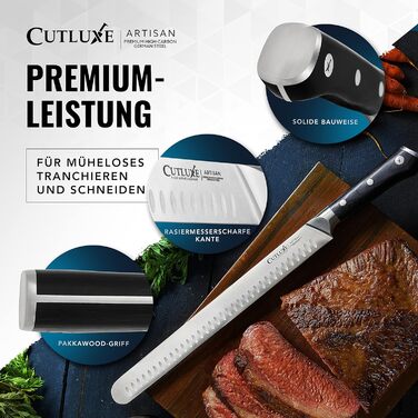 Ніж для шинкових нарізок Cutluxe Artisan – 30 см, з високоякісної сталі, з піхвою
