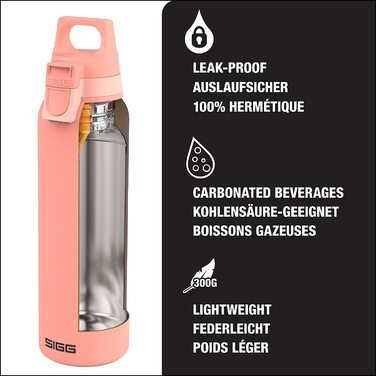 Термальна пляшка для пиття Sigg Hot & Cold ONE Light(0,55 л), що не містить забруднюючих речовин і ізольована пляшка для пиття для походів, Термальна пляшка для відпочинку на відкритому повітрі, виготовлена з нержавіючої сталі 18/8 (сором'язливий рожевий)