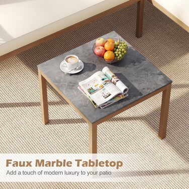 Садовий набір меблів з ротангу COSTWAY: Лаунж-комплект з столом та подушками для саду, балкону, тераси (Бежевий)