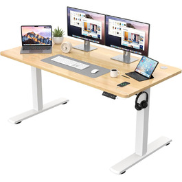 Регульований за висотою стіл JUMMICO 140x60 см, електричний, з пам'яттю, бежевий