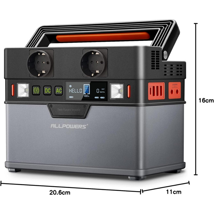 Портативна електростанція ALLPOWERS S300 Plus:  потужністю 288 Вт·год пікова потужність 500 Вт