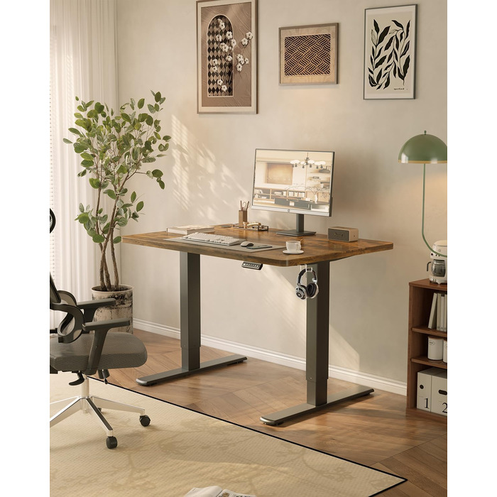 Електричний стіл JUMMICO 100x60 см з USB-портом для зарядки, регулювання висоти, коричневий