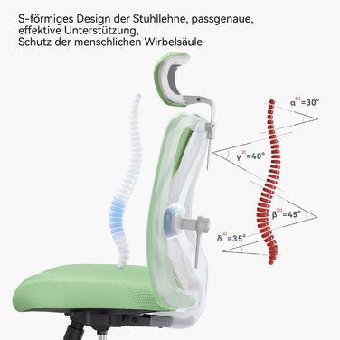 SIHOO Ергономічне крісло для офісу, обертовий стілець з регульованою поперековою підтримкою, підголовником та підлокітниками, регулюванням висоти та функцією гойдання, для здоров'я спини, до 150 кг