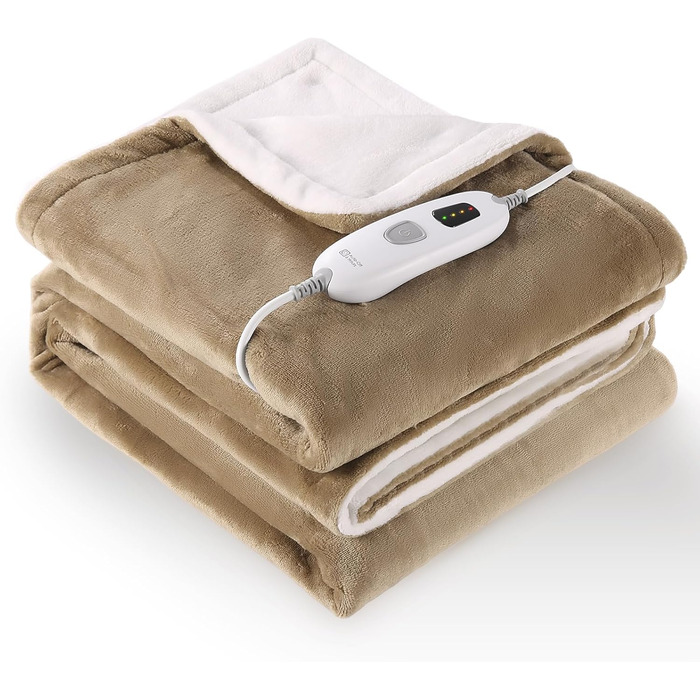 Електричний ковдрик-плед з 4 рівнями нагріву та автовимкнення через 6 годин, 130x180 см, м'який фланель, для зігрівання тіла, машинне прання